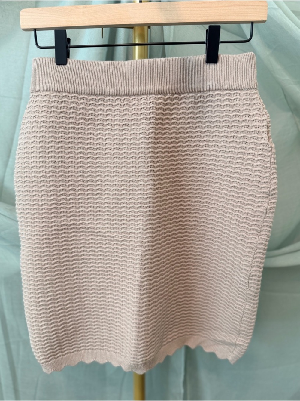 Rachel Zoe Textured Beige Pencil Skirt